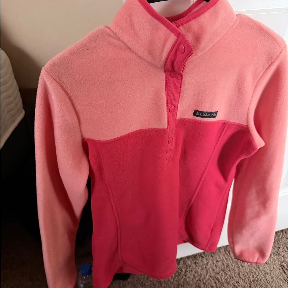 Columbia Two-Tone Pink Fleece Snap Jacket